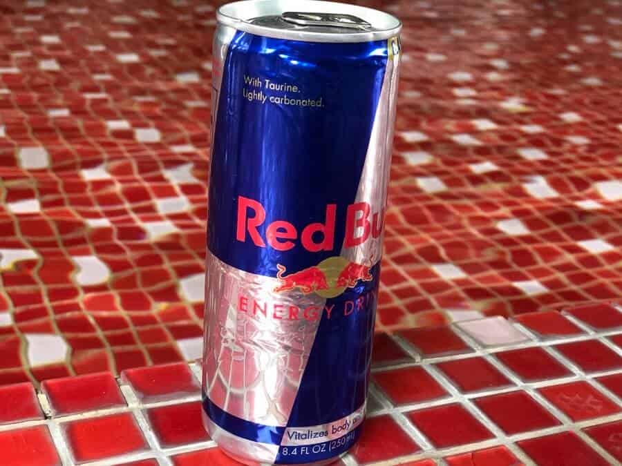 A can of Red Bull energy drink.