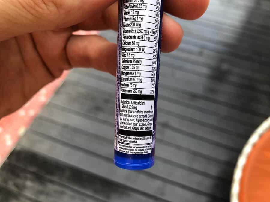 The Zipfizz nutrition label is printed on the outside of each tube.