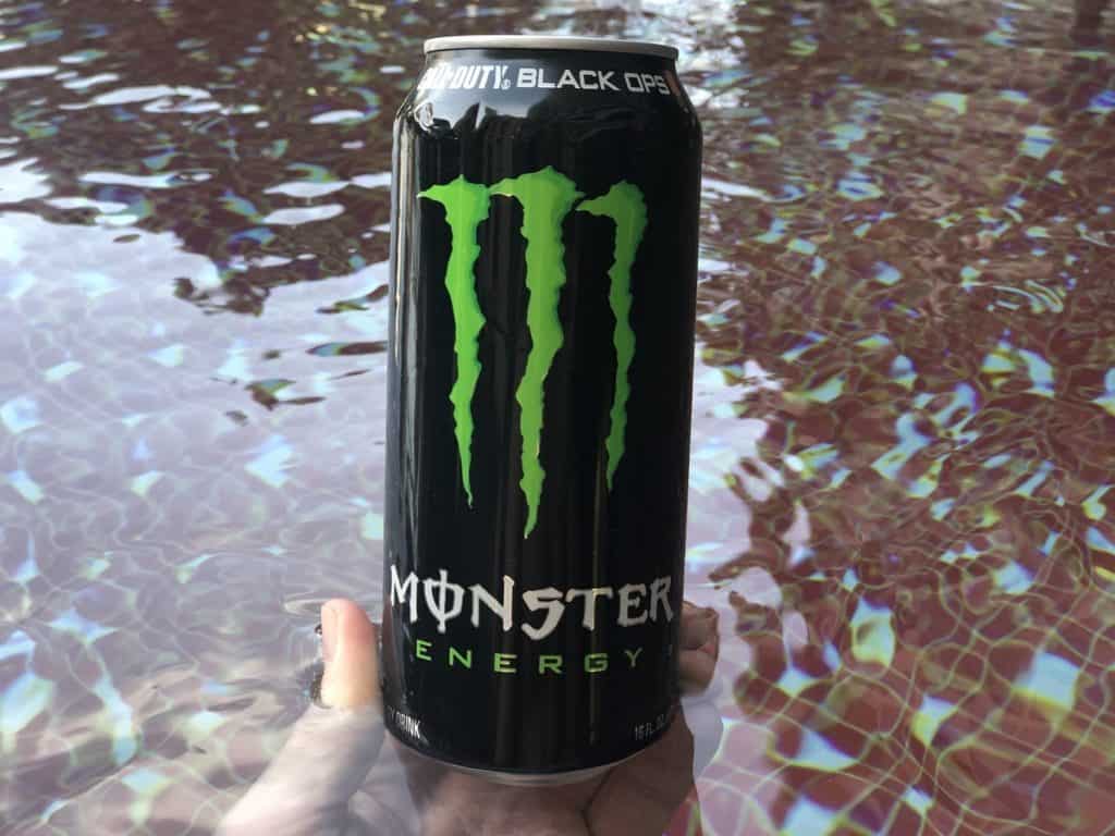 A black can of Monster Energy