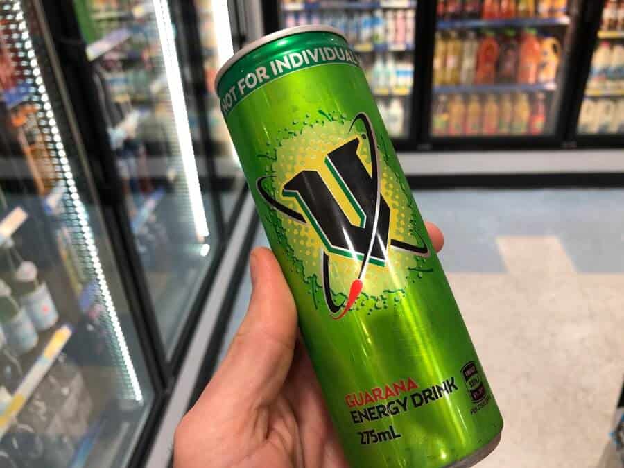 A green 275ml can of V Energy Drink