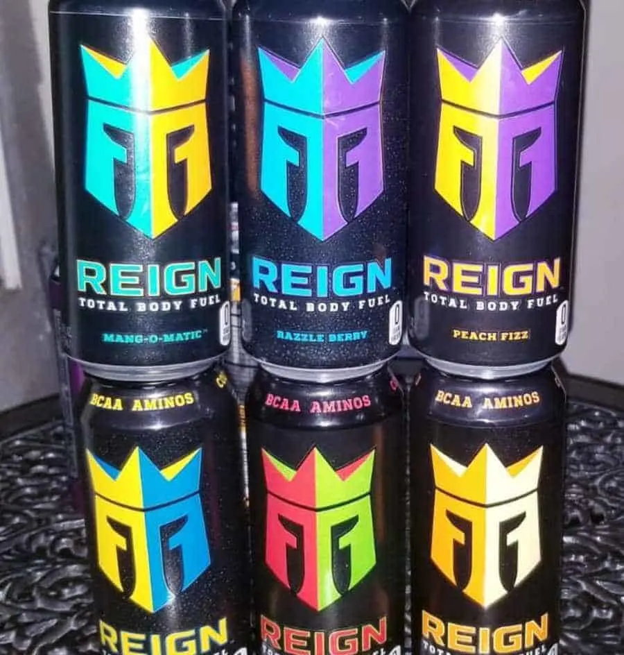 Six cans of Reign Energy, various flavors