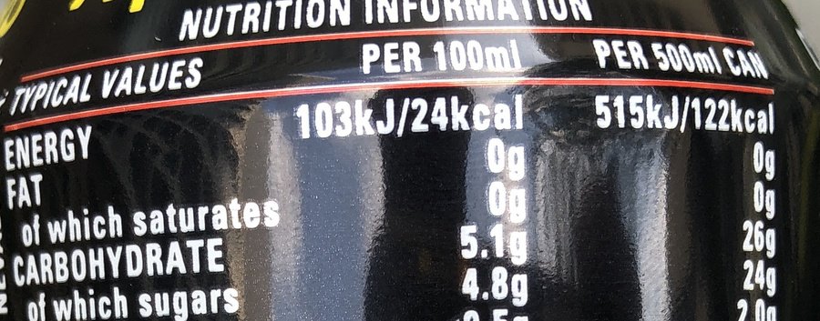 Rockstar energy drink contains 24g of sugar in a can.
