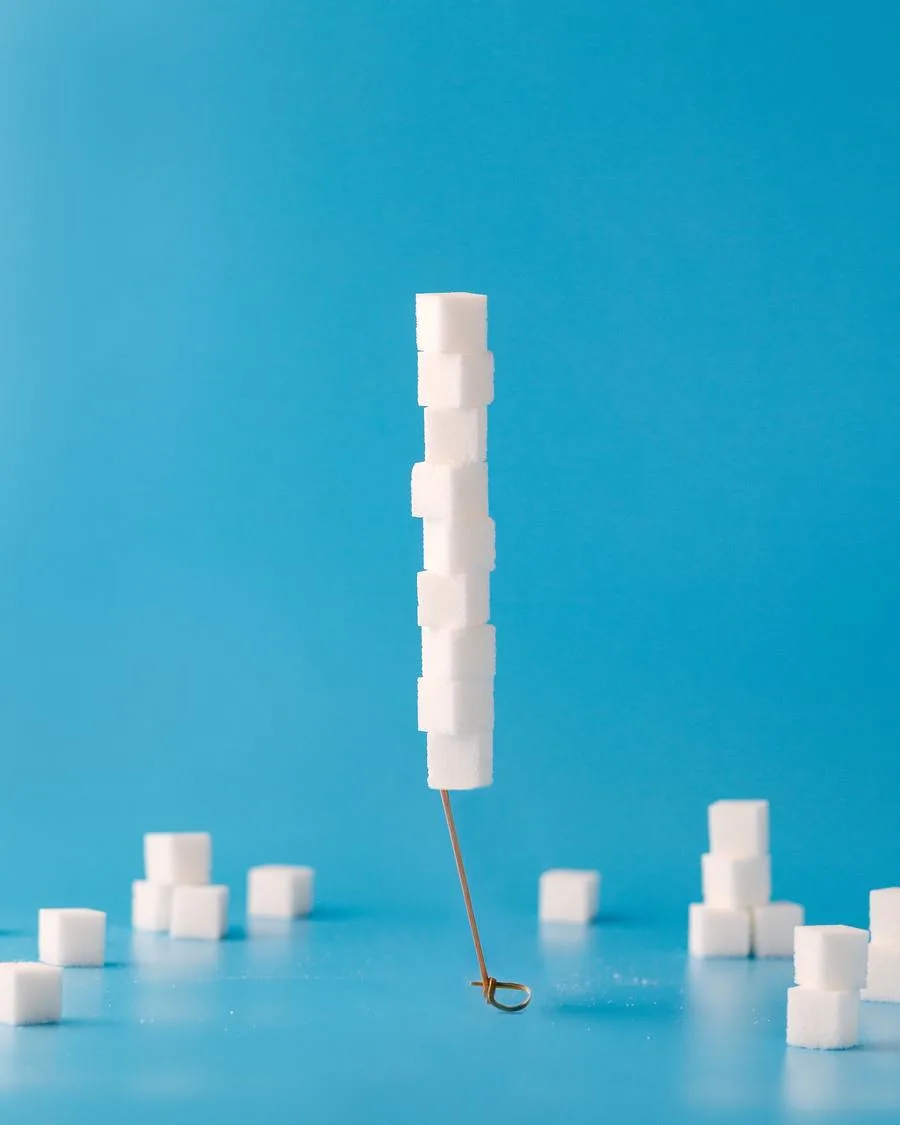 sugar cubes stacked on one another