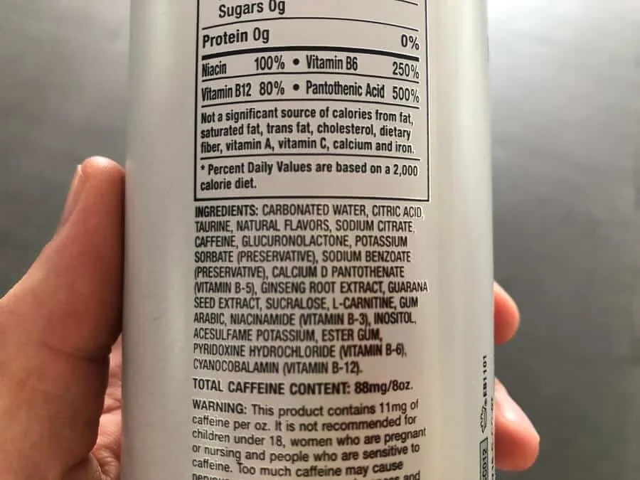Xyeince energy drink contains artificial sweeteners
