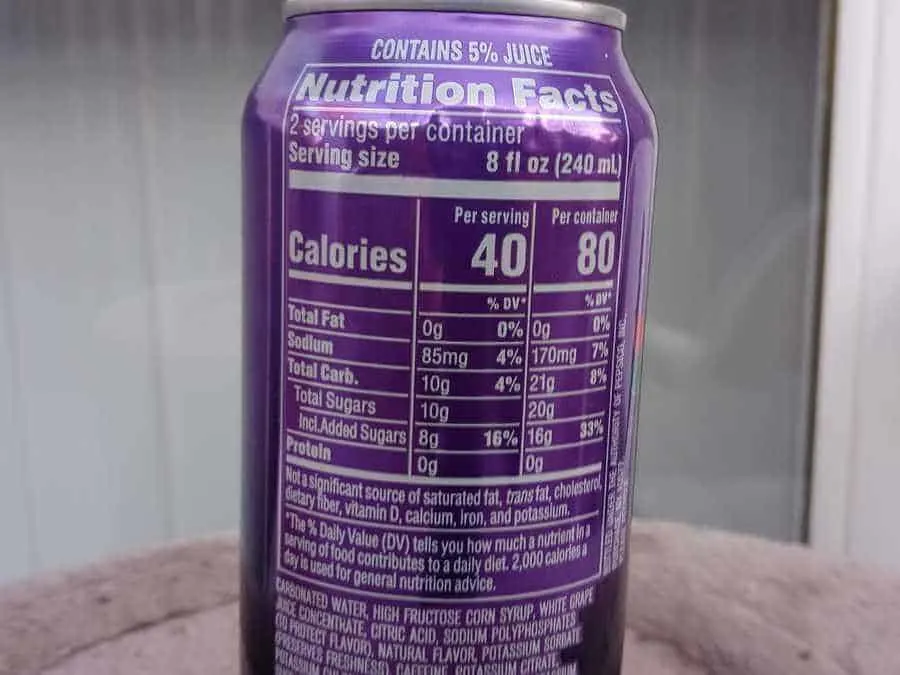 Nutritional Facts of Mountain iDew Kickstart Energy Drink Can.