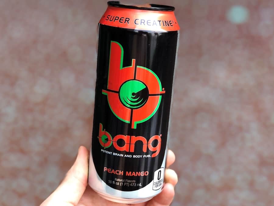 A can of Bang energy drink's Peach Mango flavor