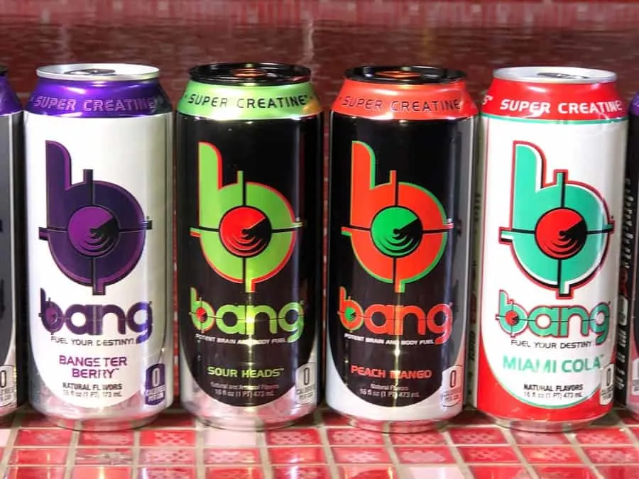 A series of Bang cans lined up
