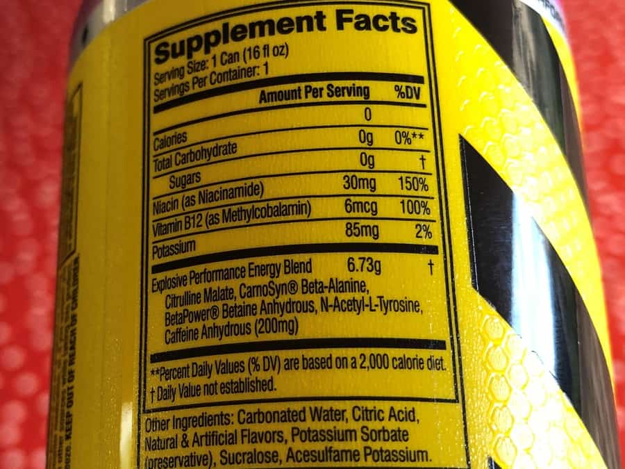 C4 Energy Drink Nutritional Facts