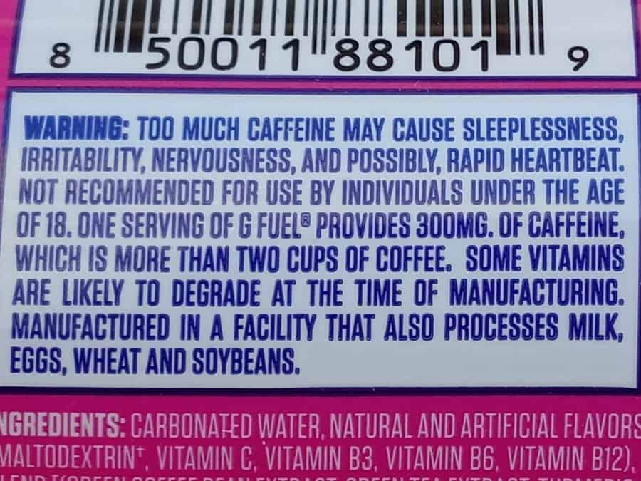 G Fuel Can Warning label