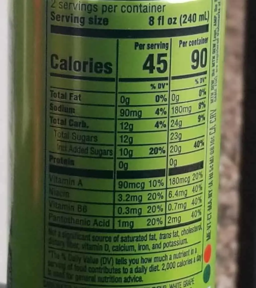 Nutritional Facts of a Game Fuel Energy Drink Can.