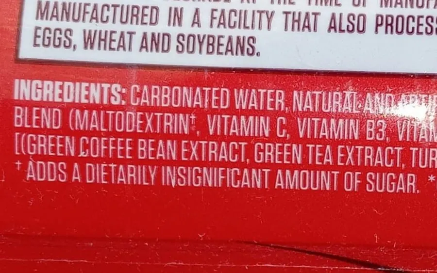 Portion of G Fuel Can Ingredients