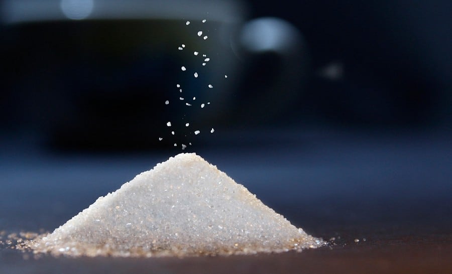 grains of sugar on a table