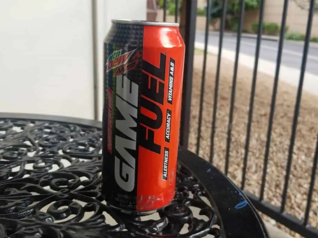 Game Fuel energy drink on a table