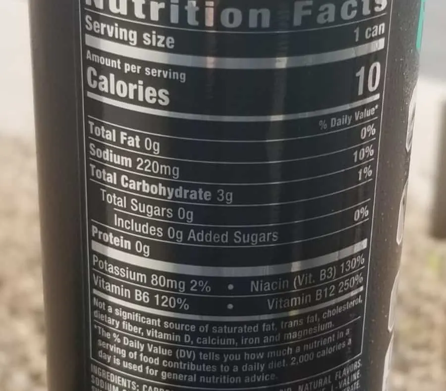 The nutritional facts behind a can of Reign Energy Drink. 