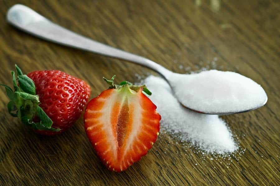 Spoonful of  sugar with strawberries