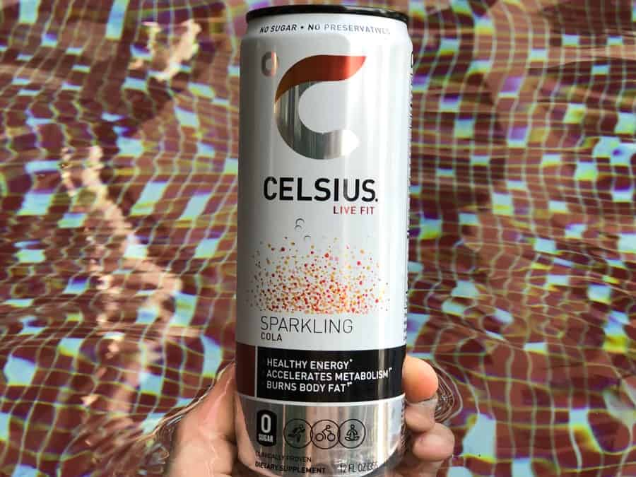 A can of Celsius energy drink; Sparkling cola flavor.