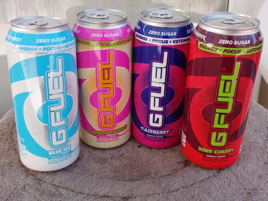 G Fuel Cans lined up in a row.