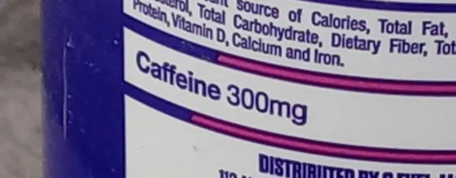 The caffeine content as stated at the back of a G Fuel can.