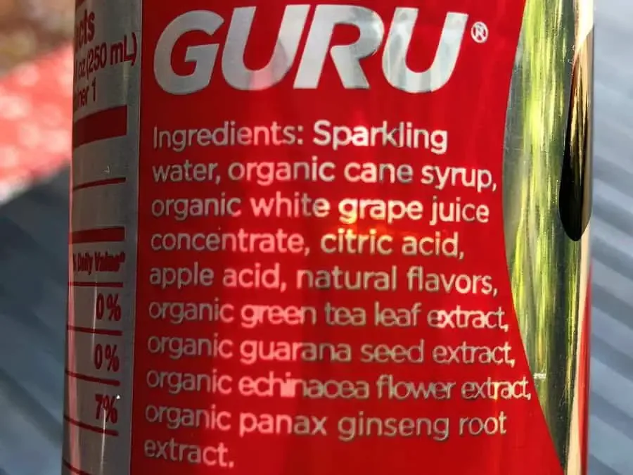 GURU Energy Drink Ingredients