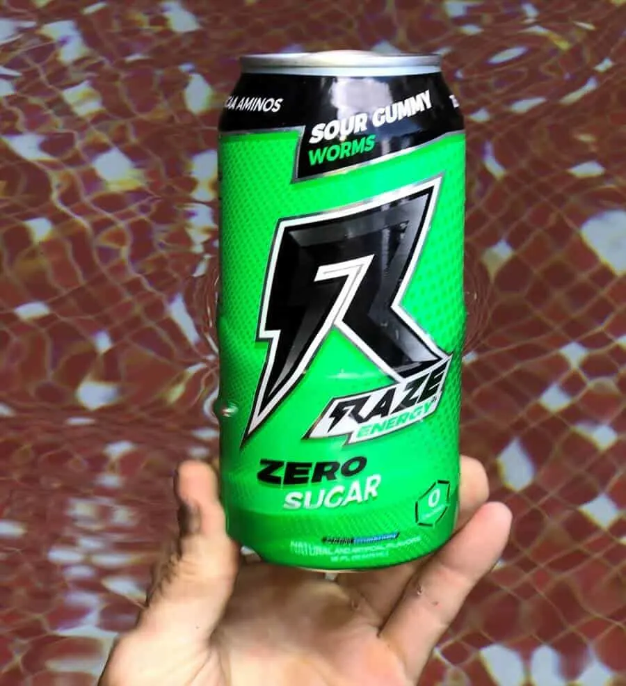 A can of RAZE energy drink Sour Gummy flavoured.