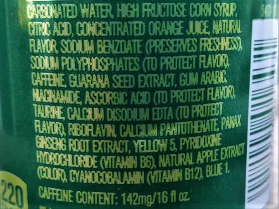 AMP Energy Drink Ingredients