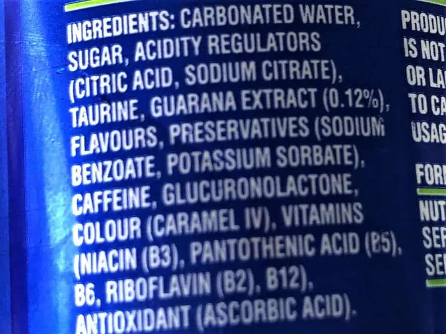 Blue V Energy Drink Ingredients