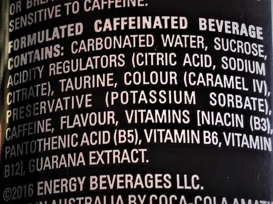 Mother Energy Drink Original Ingredients