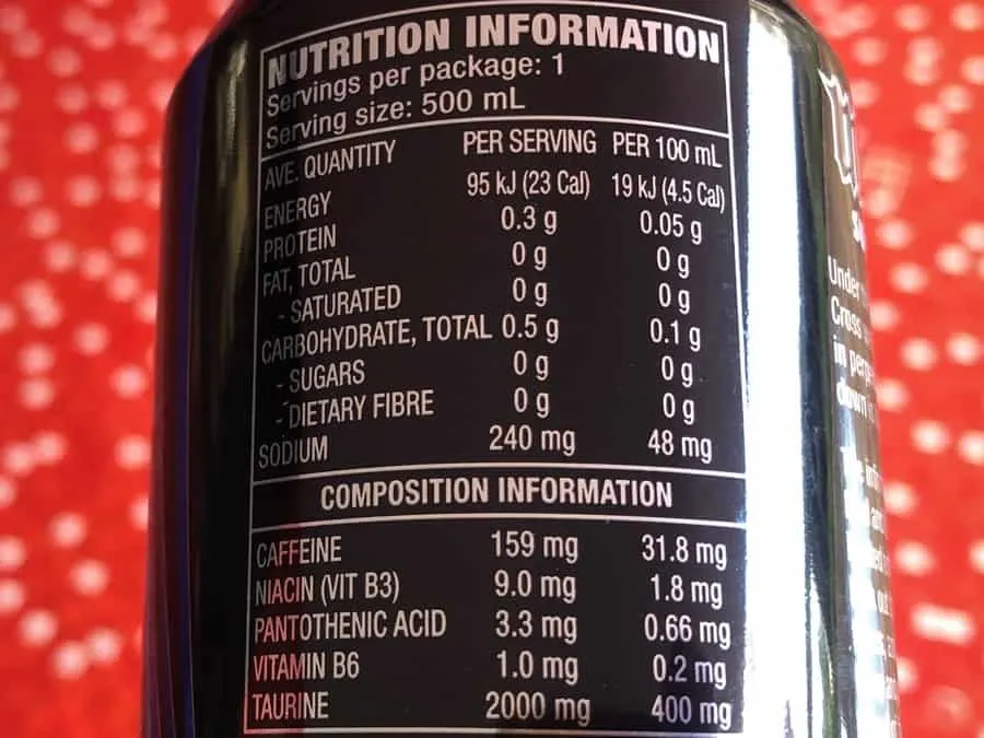 Mother Energy Drink Sugar-Free Nutrition Facts