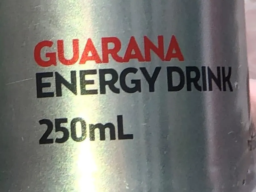 Gurana Energy Drink label on V Energy Sugar-Free