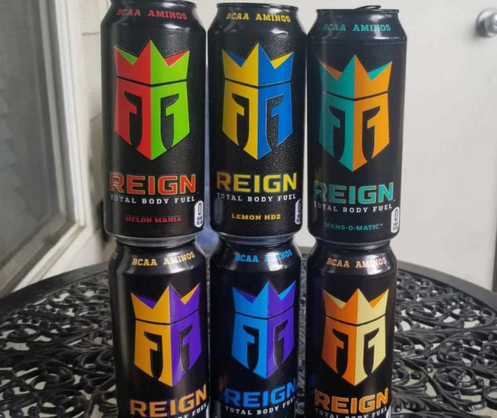 A picture of 6 cans of Reign Energy Drink
