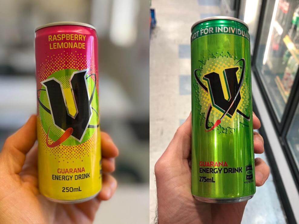 Raspberry Lemonade vs. Original V Energy Drink Comparison