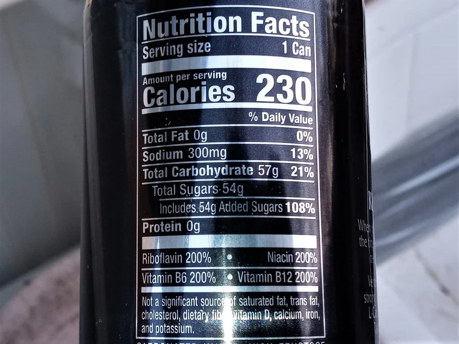 A picture of Venom Energy Drink Nutrition Facts