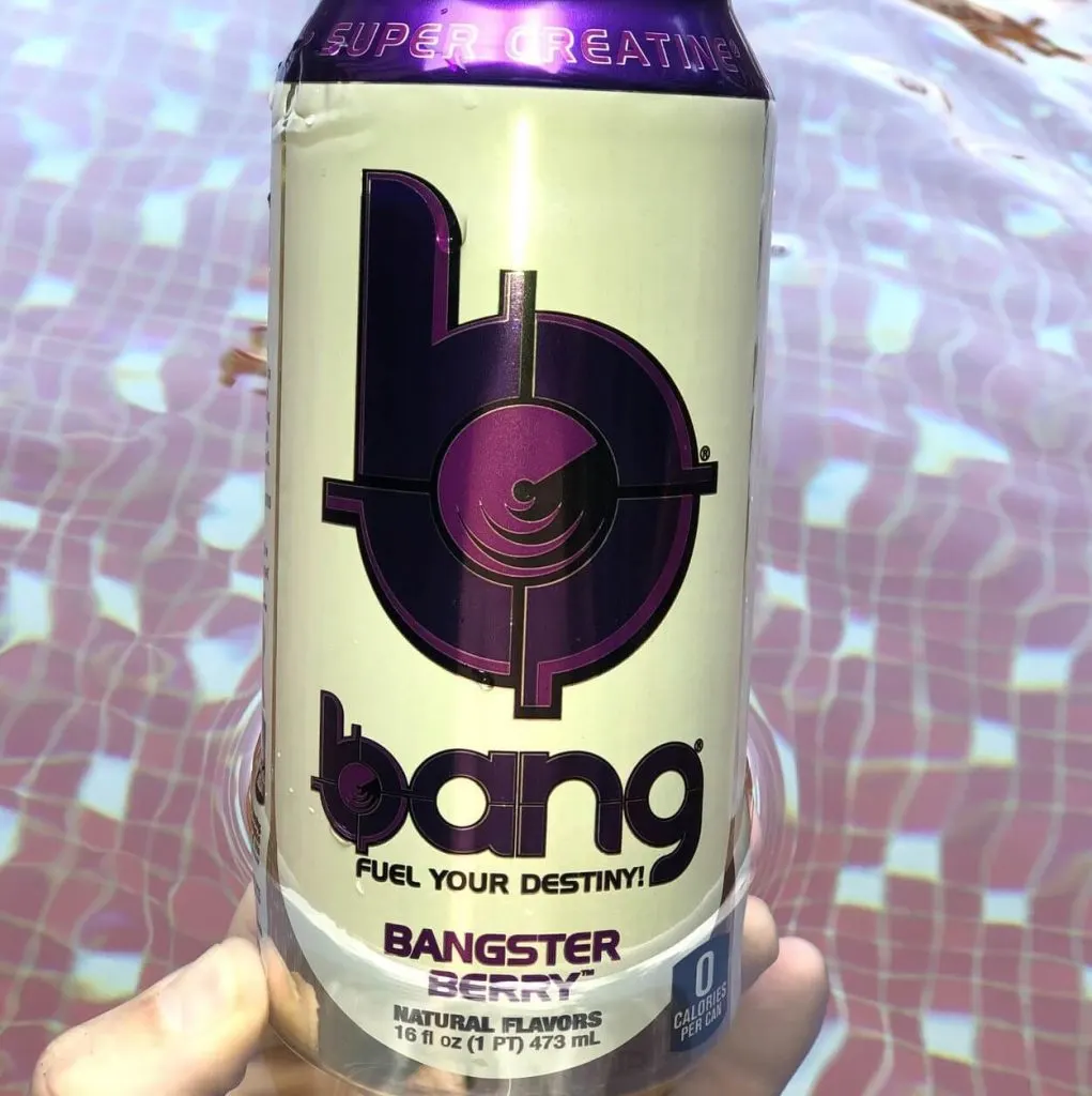 Close-up of a can of Bang (Bangster Berry flavour)