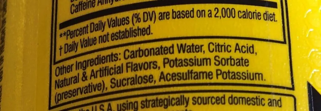 Close-up of the ingredients of one of the varieties under C4 Energy.