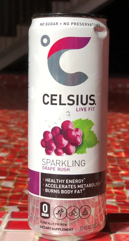 Close-up of a can of Celsius