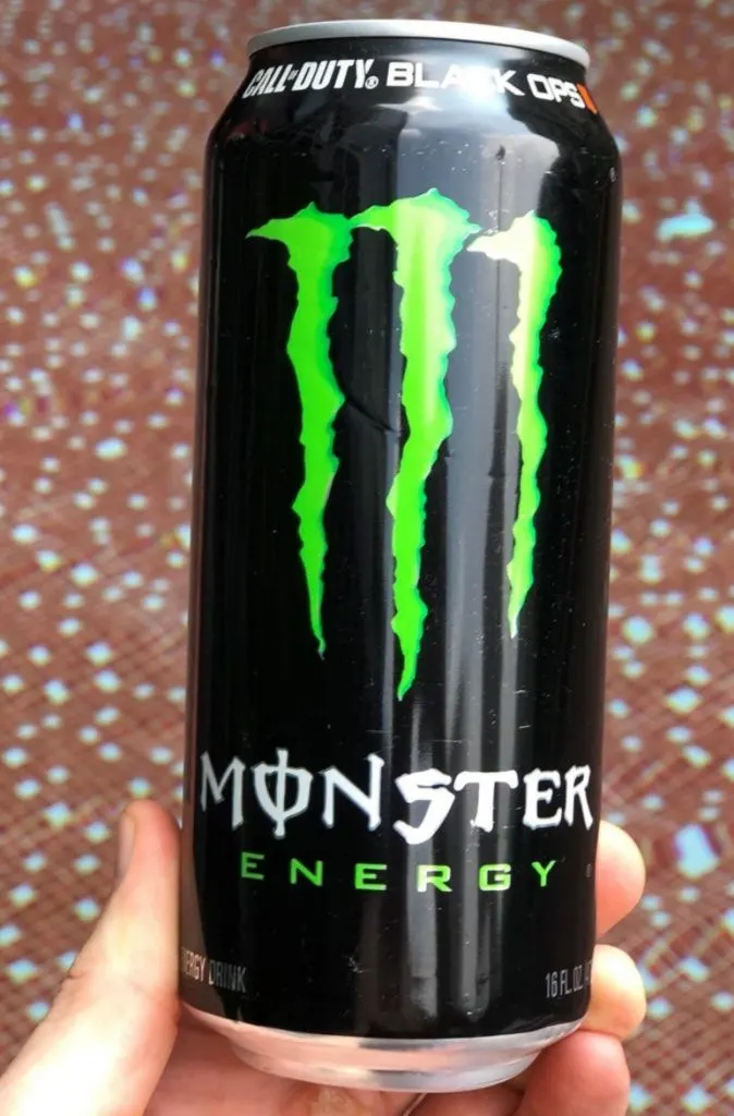 Close up of a can of Monster Energy Drink.