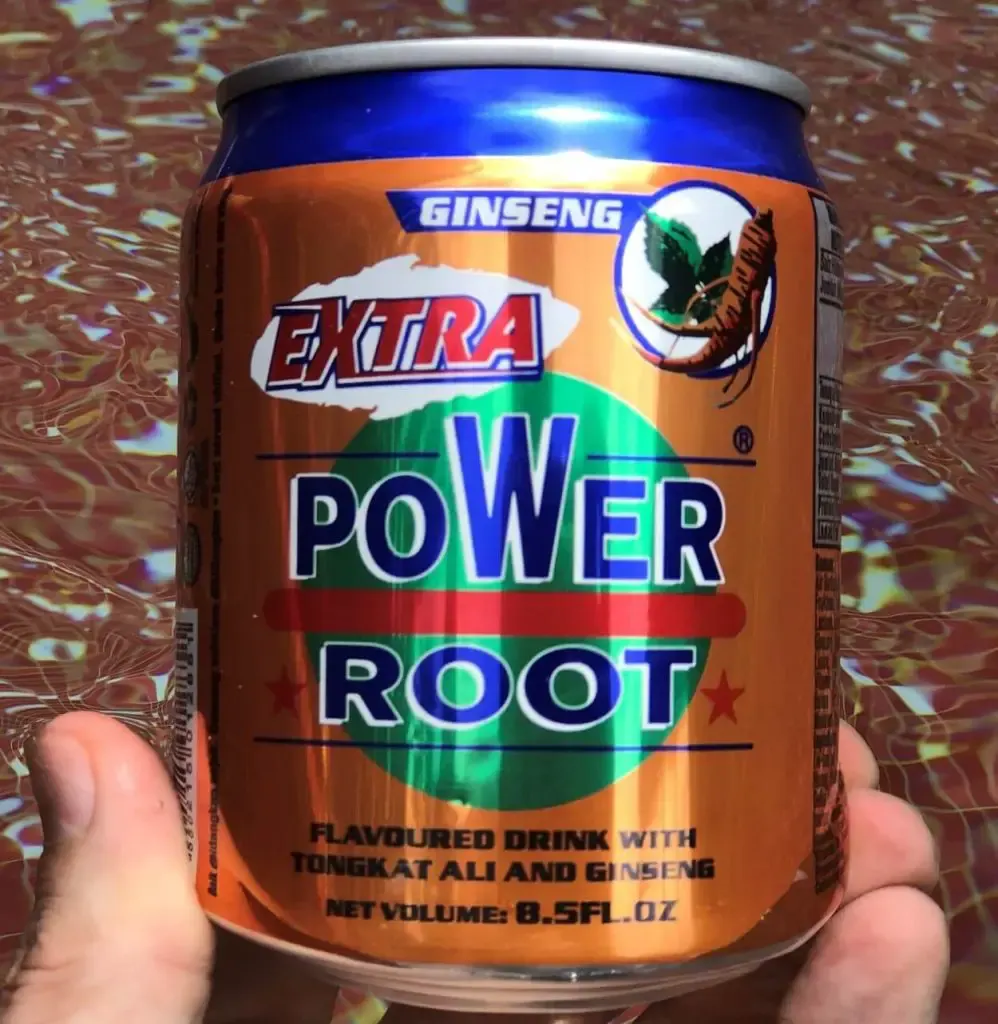 Close-up of a can of Power Root.