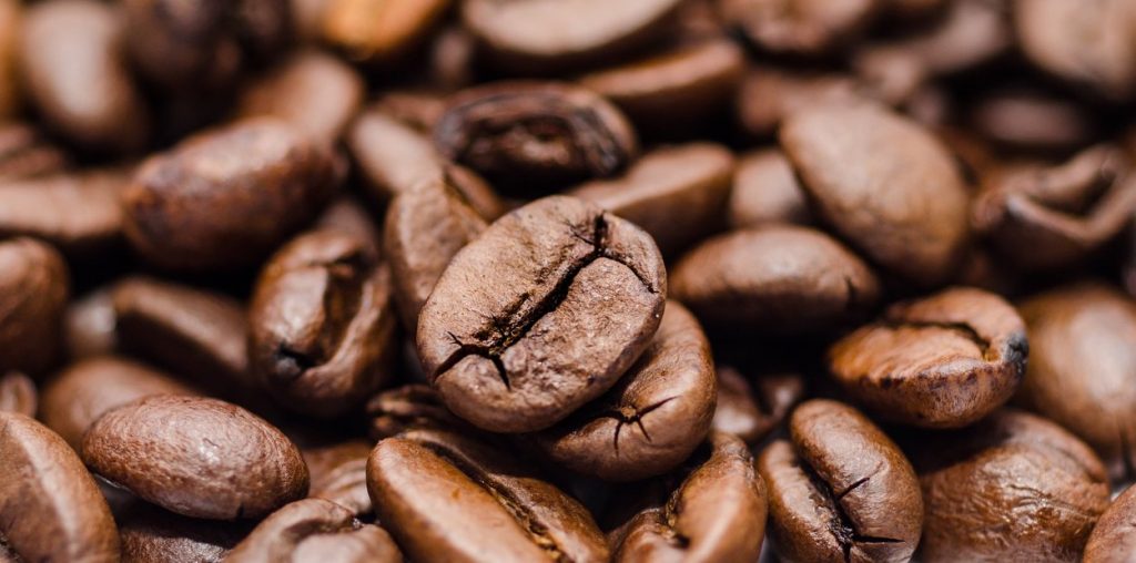 A close-up on coffee beans.