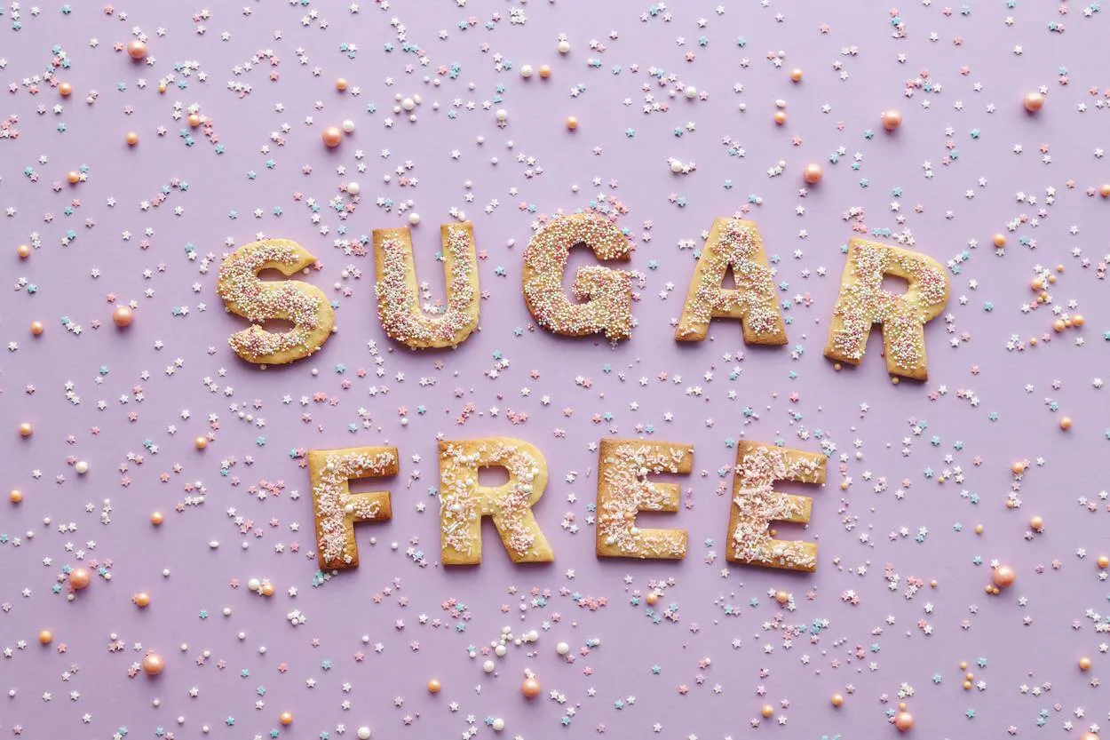 Cookies spelling out "sugar free".