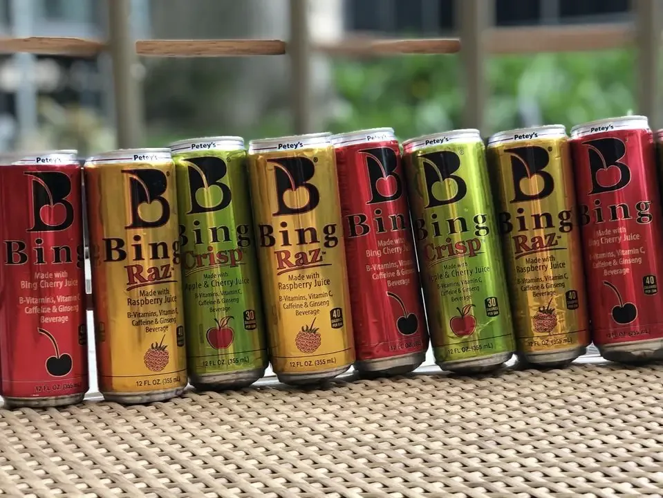 cans of Bing in a row. 