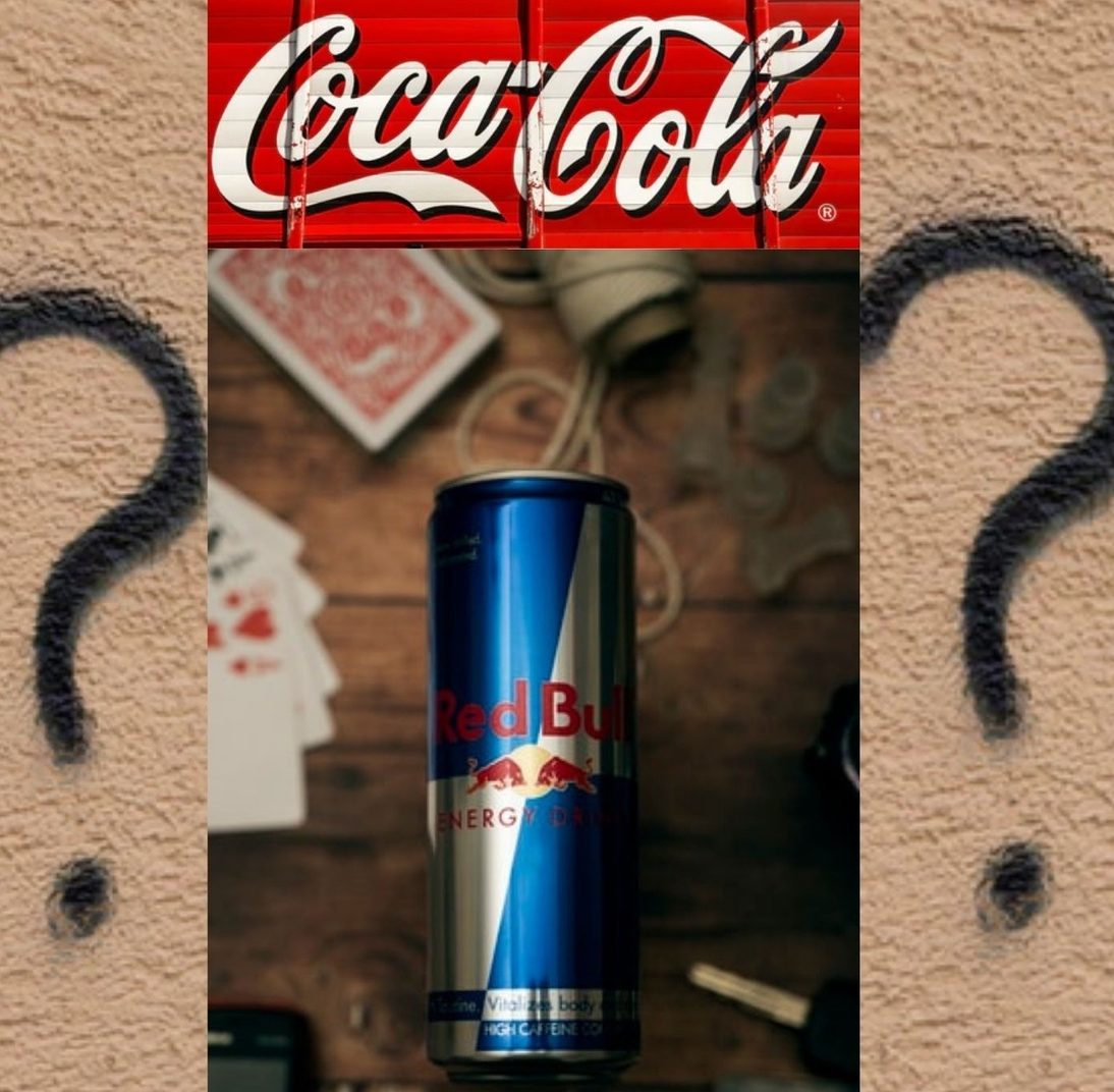 Red Bull with question marks. 