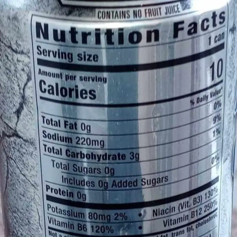 Nutritional Facts of Reign Energy Drinks.