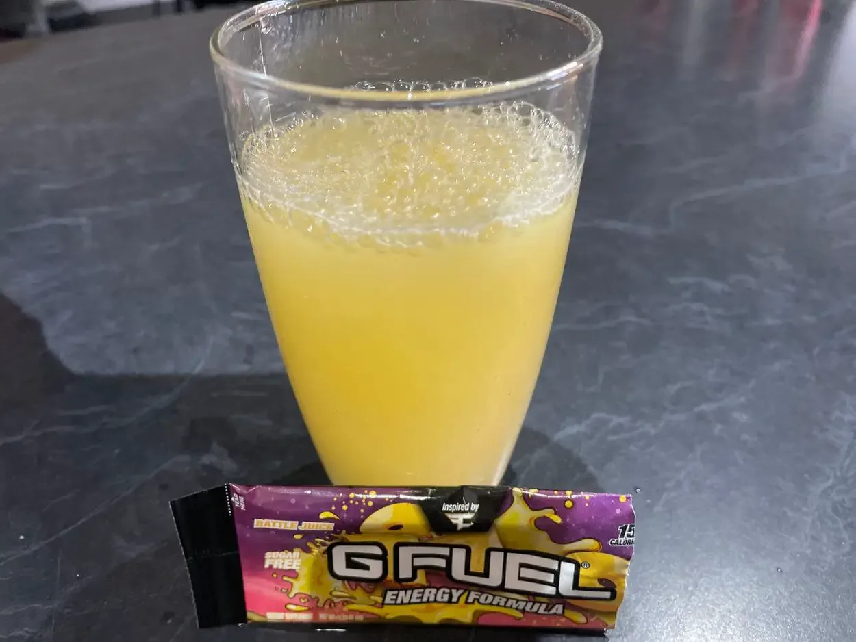 Battle Juice G Fuel flavor in a glass