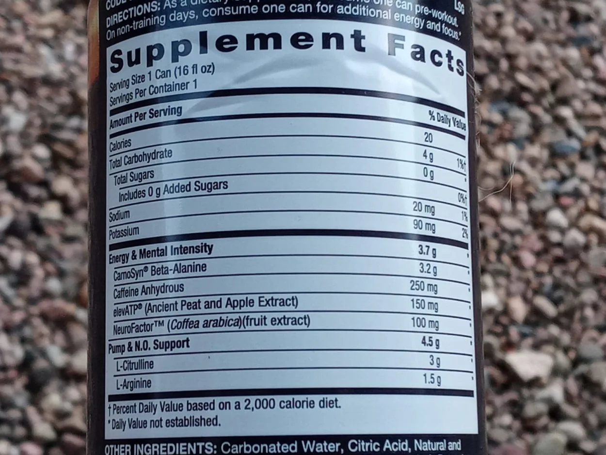 Tabulated data containing supplement facts about Lit energy drinks.
