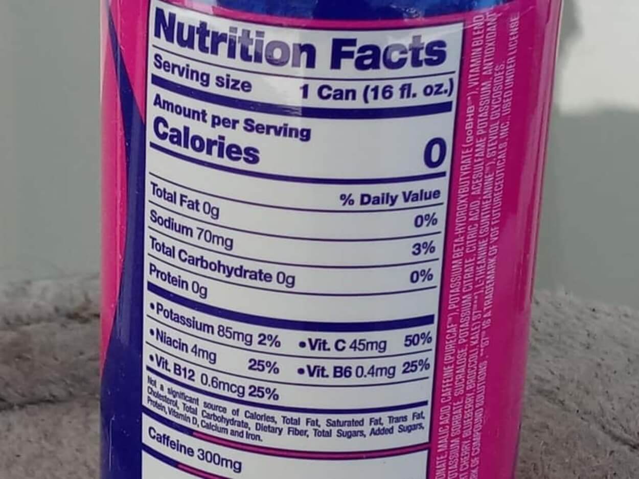 G Fuel Can Nutrition Facts