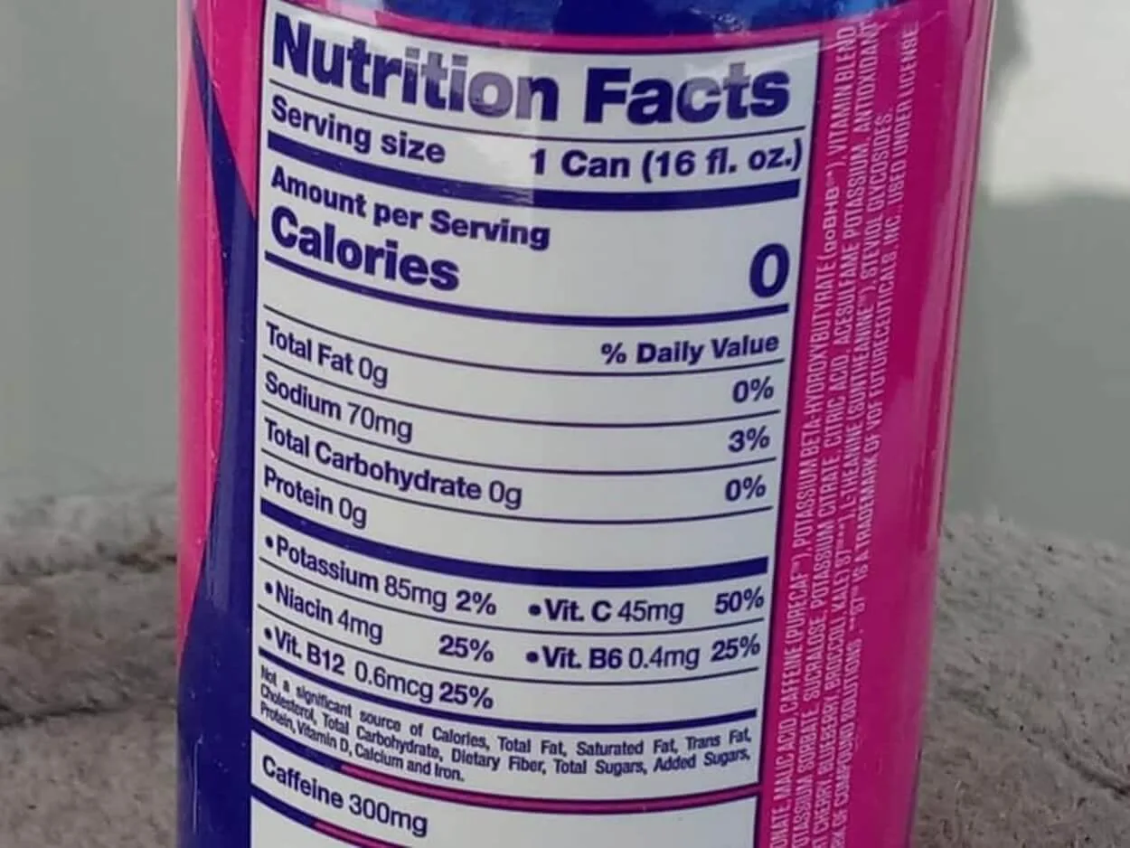 G Fuel Can Nutrition Facts