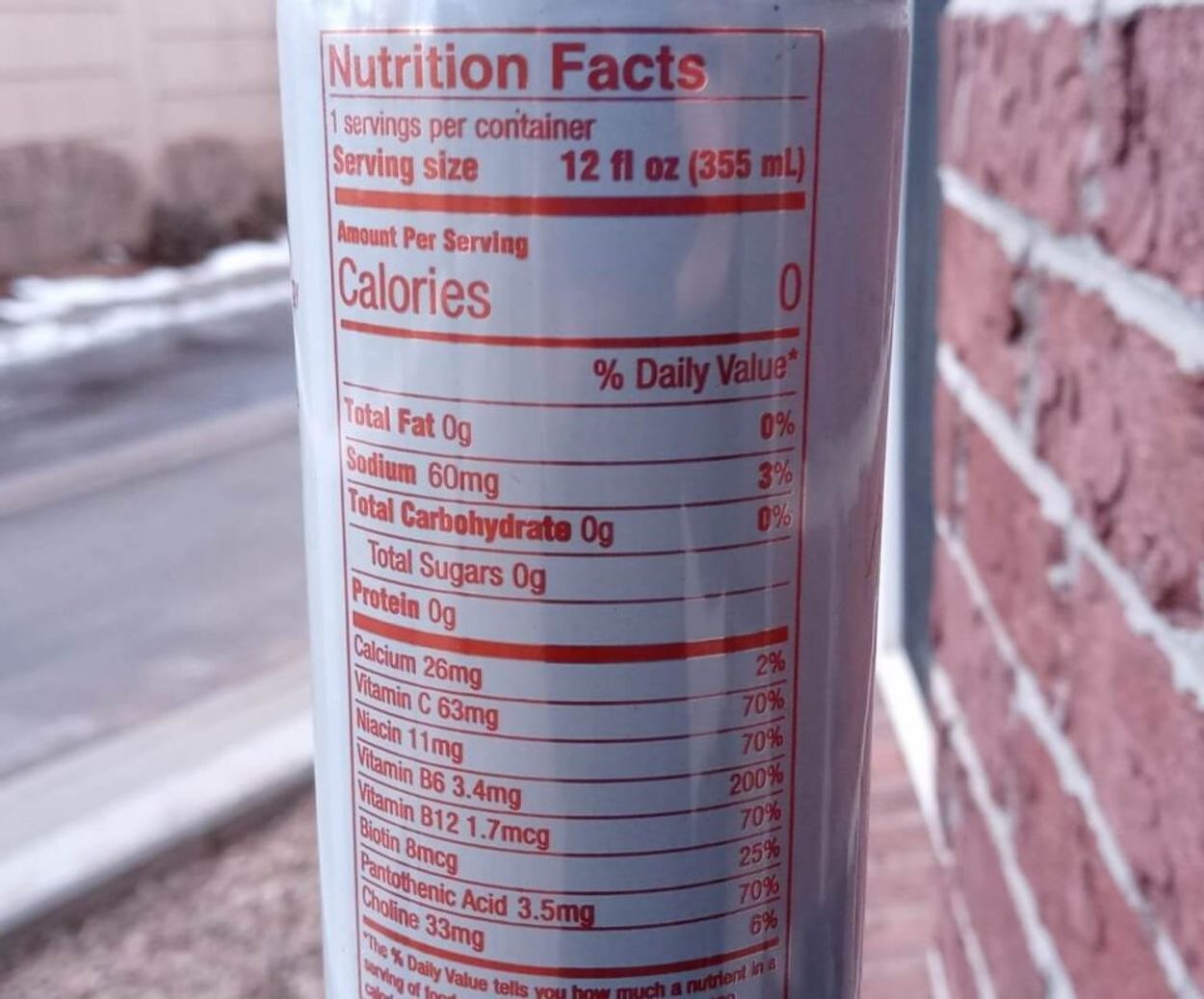 Nutrition facts of Aspire Energy Drink.
