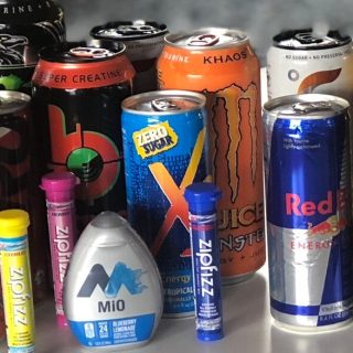A variety of different energy drinks