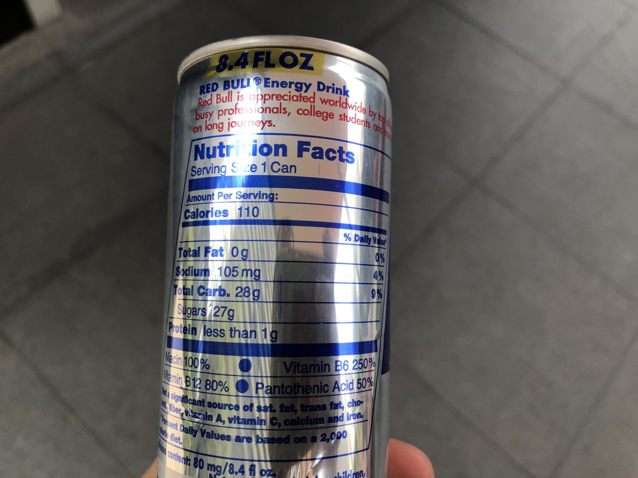 Nutrition Facts of Red Bull