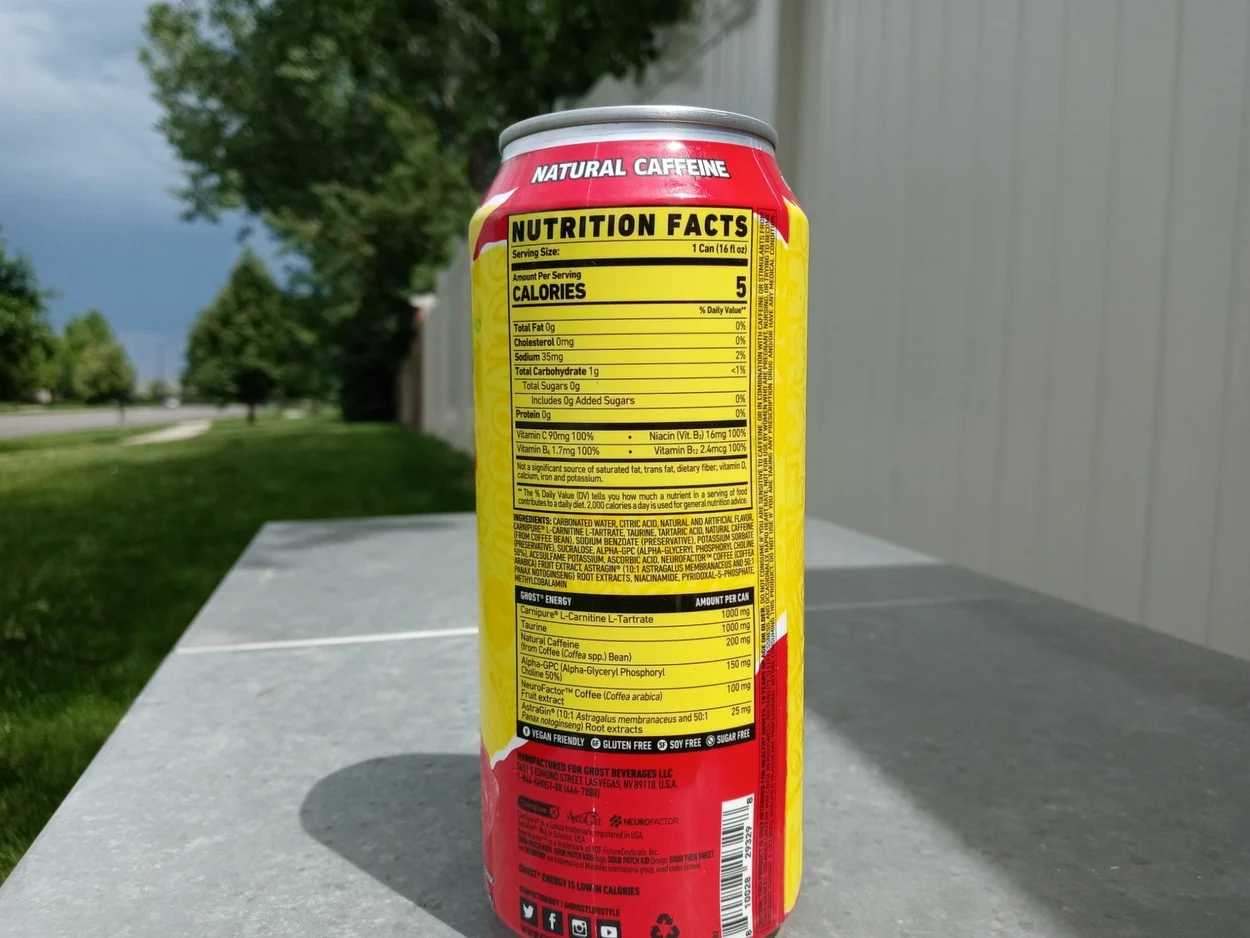Nutrition facts of Ghost Can.
